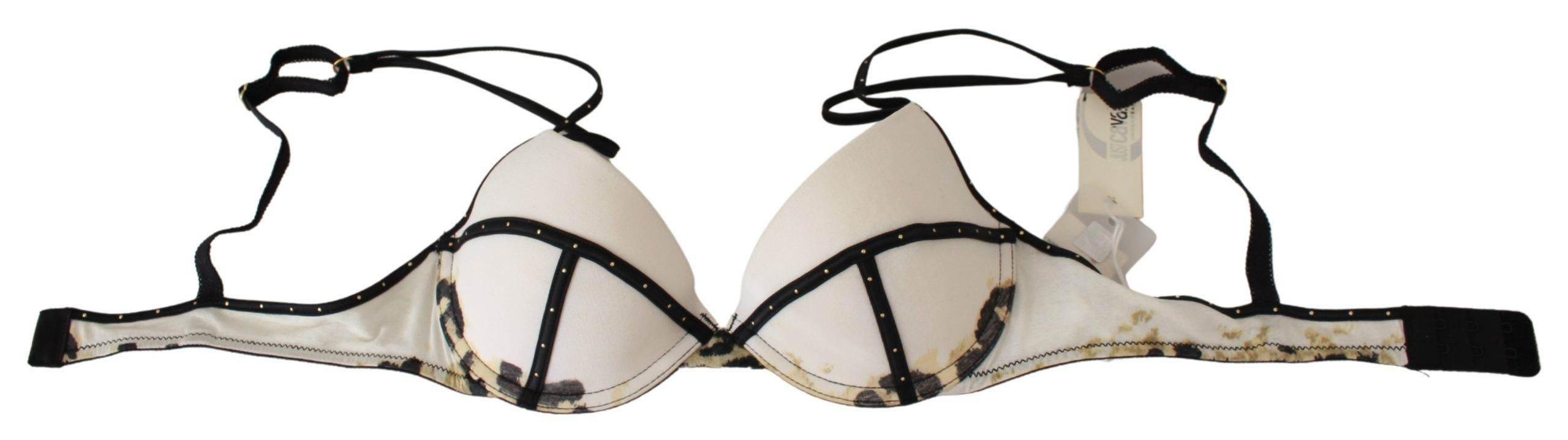 Just Cavalli Elegant White Push-Up Bra With Logo Details - Hilstor
