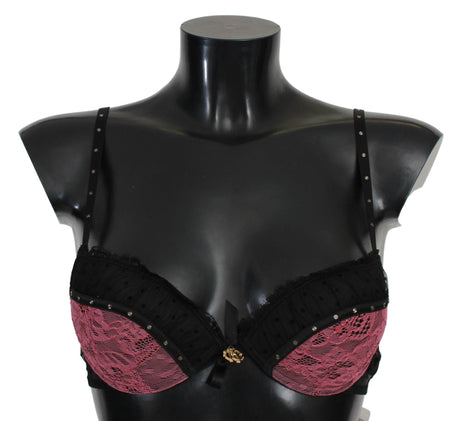 Roberto Cavalli Elegant Black Lace Push-Up Bra - Hilstor