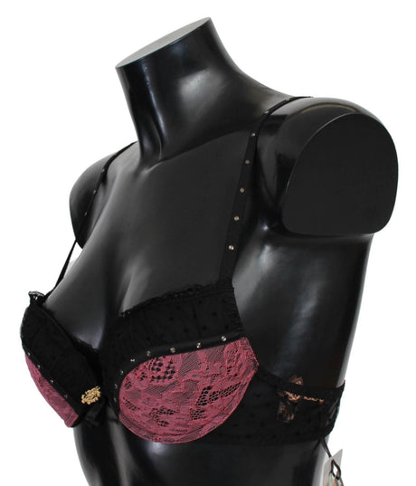 Roberto Cavalli Elegant Black Lace Push-Up Bra - Hilstor