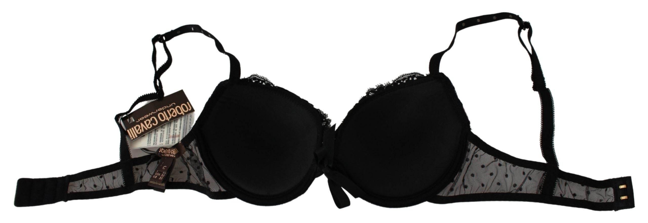 Roberto Cavalli Elegant Black Lace Push-Up Bra - Hilstor