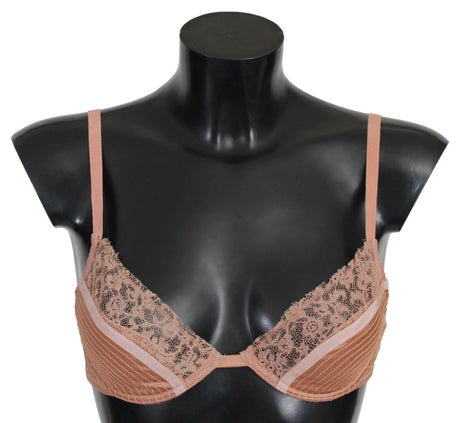 Ermanno Scervino Elegant Nude Lace Push-Up Bra - Hilstor