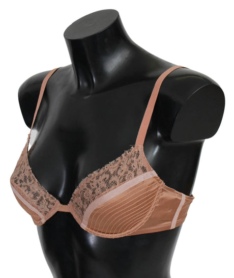 Ermanno Scervino Elegant Nude Lace Push-Up Bra - Hilstor