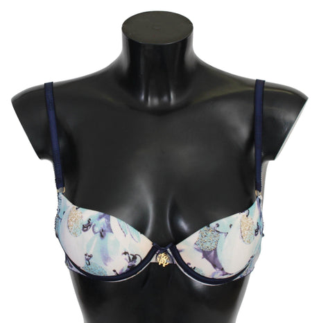Roberto Cavalli Elegant Push-Up Bra in Blue Print - Hilstor