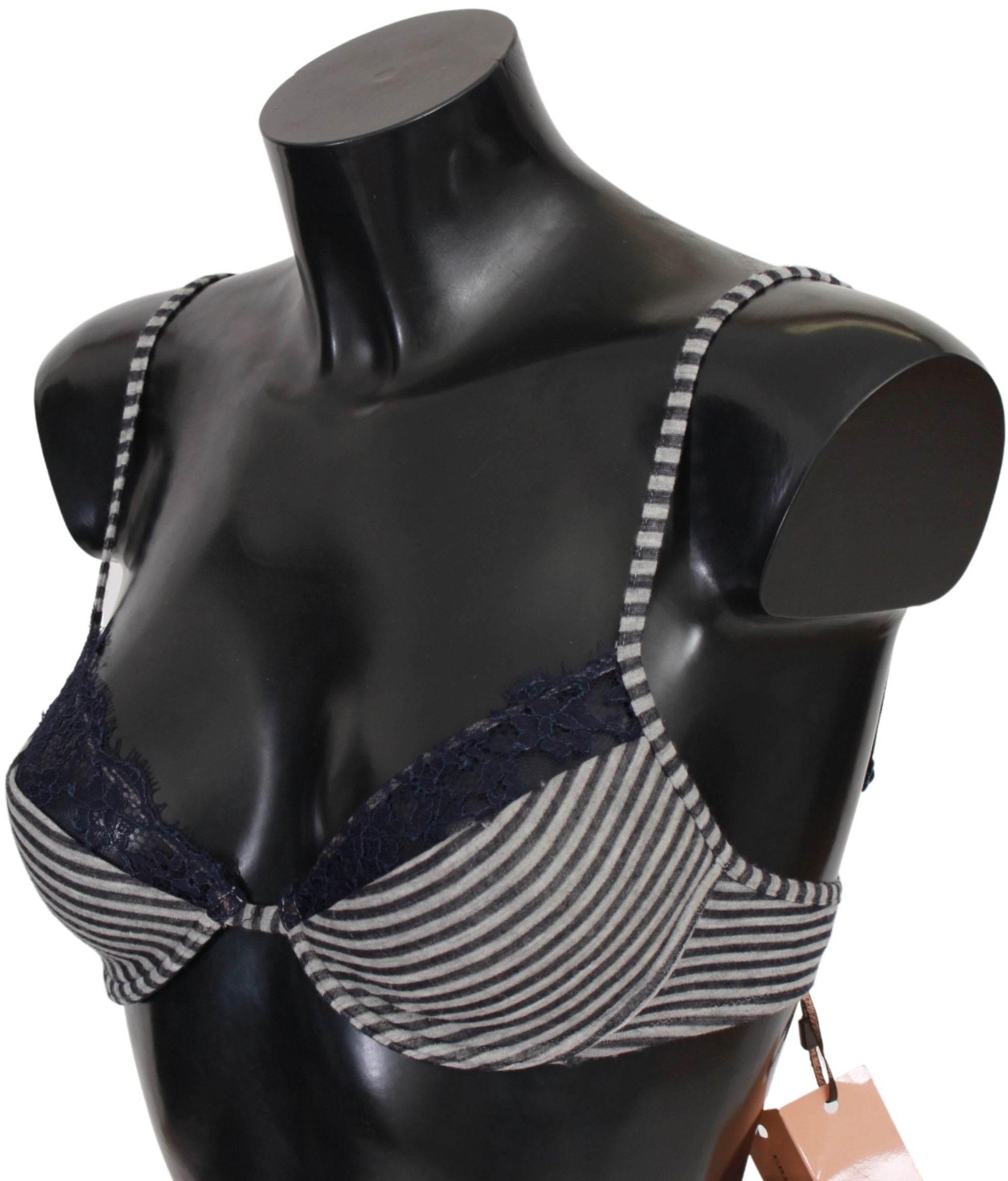 Ermanno Scervino Blue Stripes Lace Reggiseno Bra - Hilstor