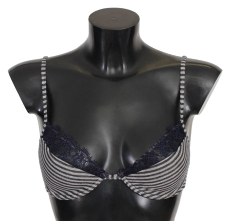 Ermanno Scervino Blue Stripes Lace Reggiseno Bra - Hilstor