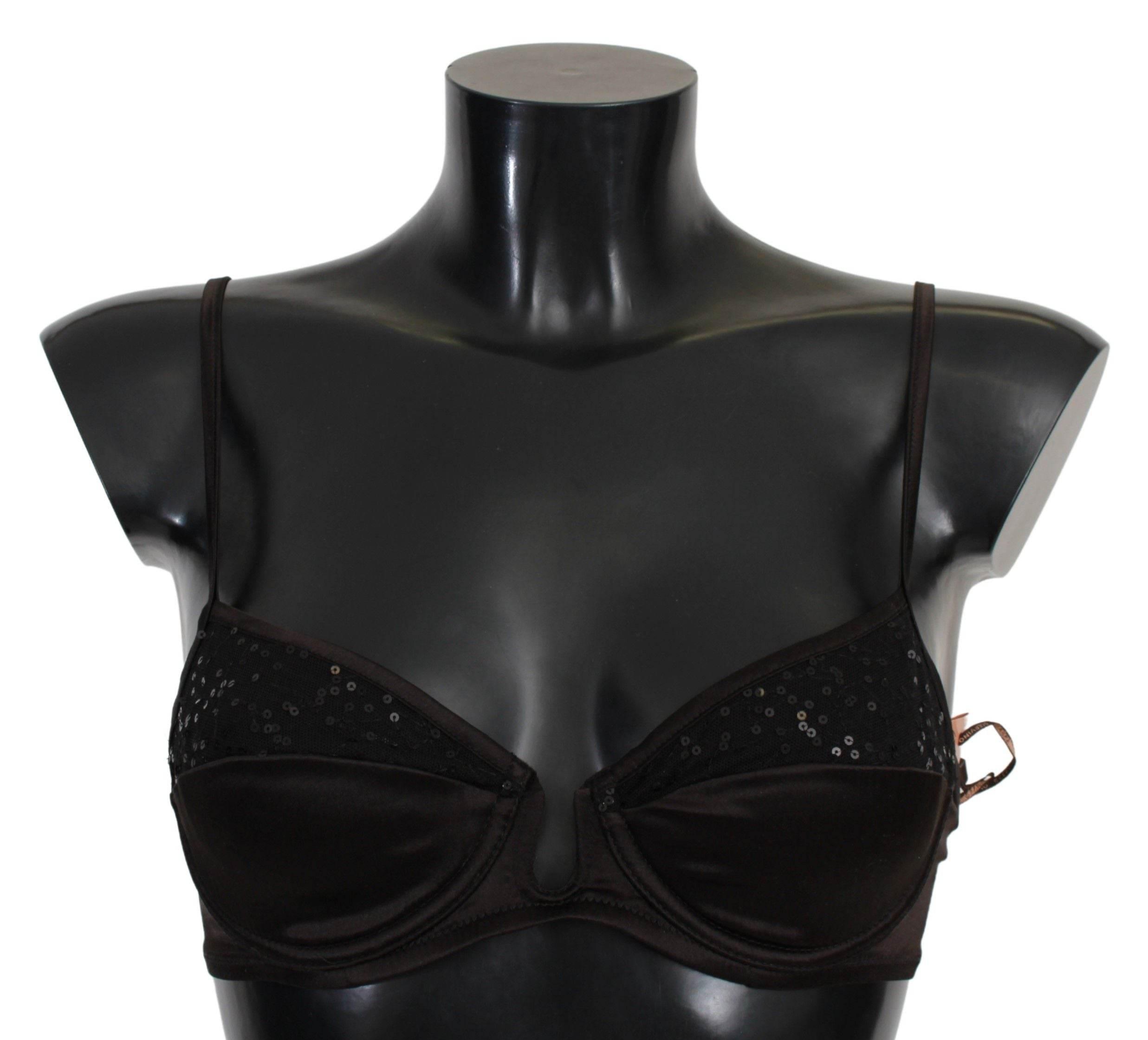 Ermanno Scervino Sequined Brown Balconette Bra - Hilstor