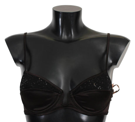Ermanno Scervino Sequined Brown Balconette Bra - Hilstor