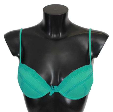 Ermanno Scervino Luxurious Green Cotton Push Up Bra - Hilstor