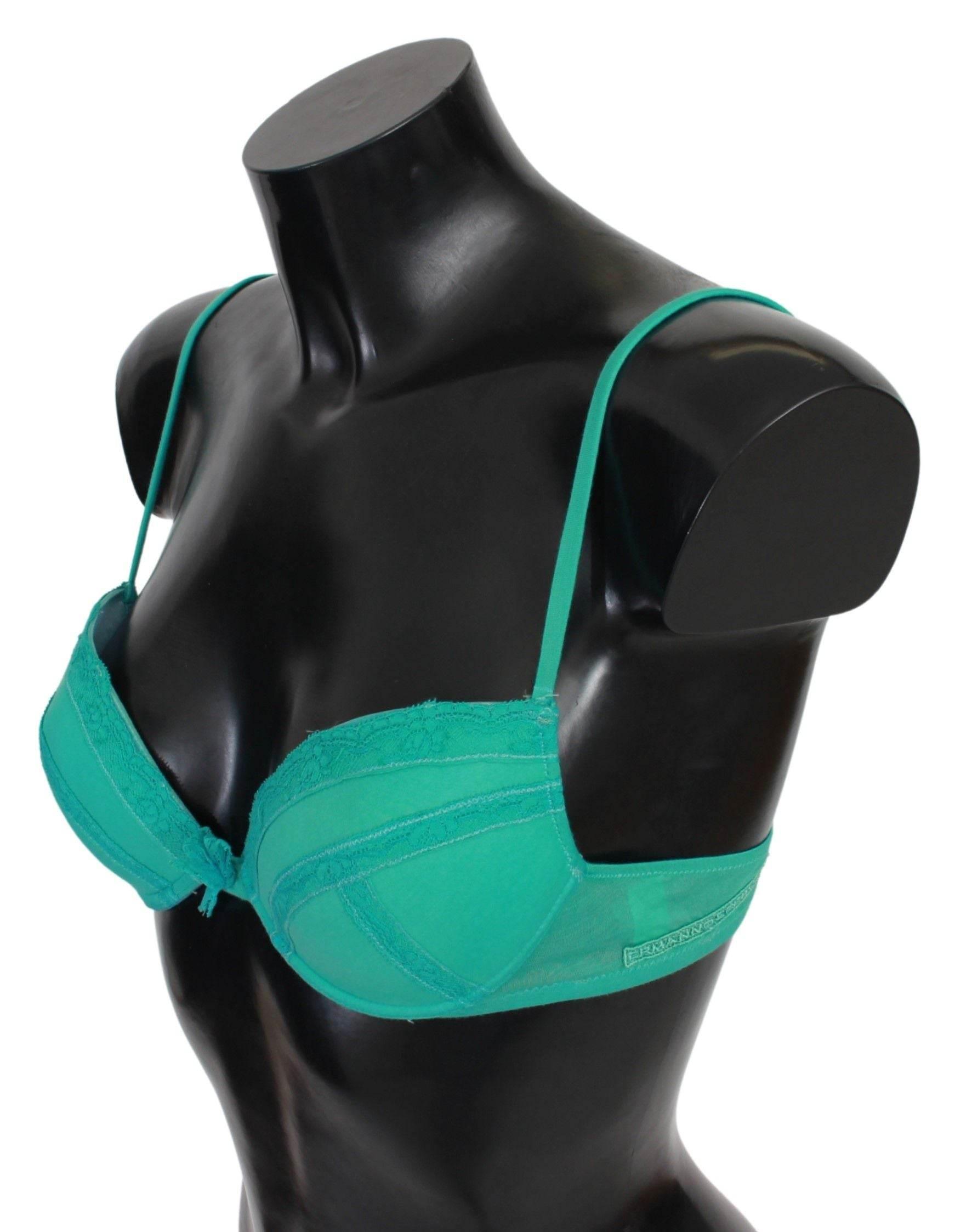 Ermanno Scervino Luxurious Green Cotton Push Up Bra - Hilstor