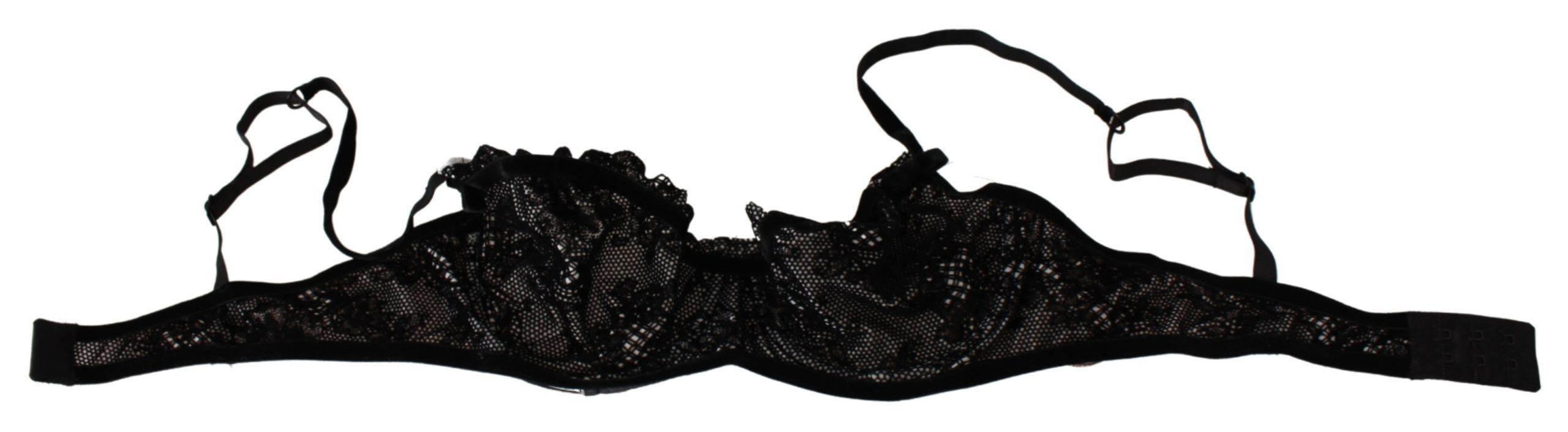 Ermanno Scervino Sleek Black Mesh Balconcino Bra - Hilstor
