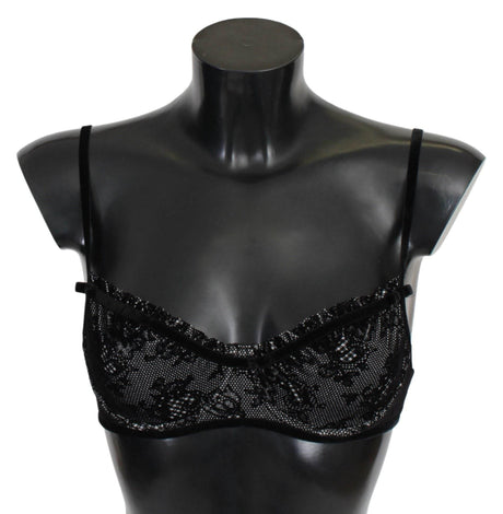 Ermanno Scervino Sleek Black Mesh Balconcino Bra - Hilstor