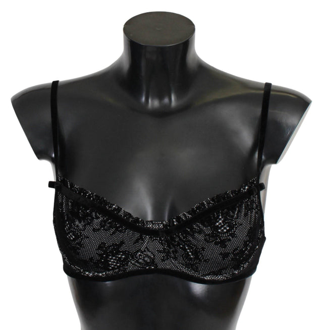 Ermanno Scervino Sleek Black Mesh Balconcino Bra - Hilstor