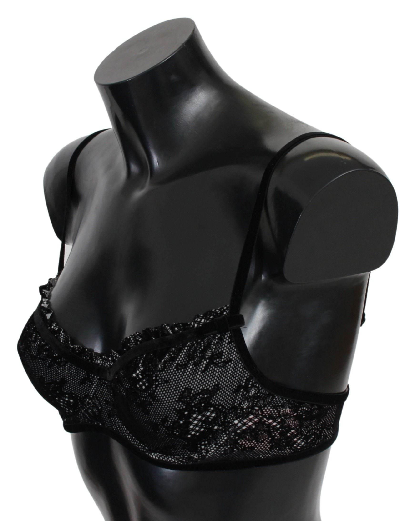 Ermanno Scervino Sleek Black Mesh Balconcino Bra - Hilstor