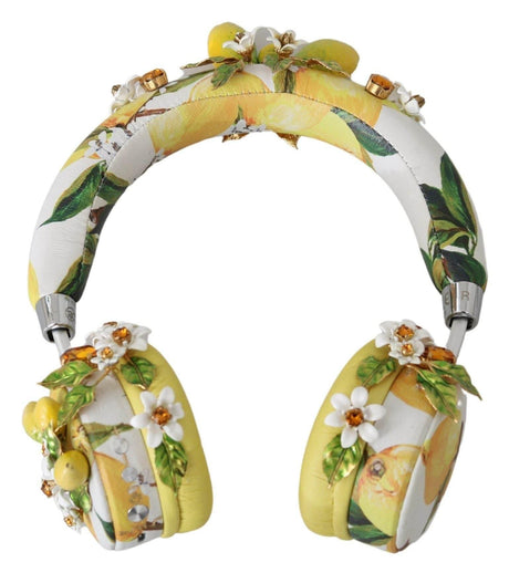 Dolce & Gabbana Glamorous Gold-Embellished Leather Headphones - Hilstor