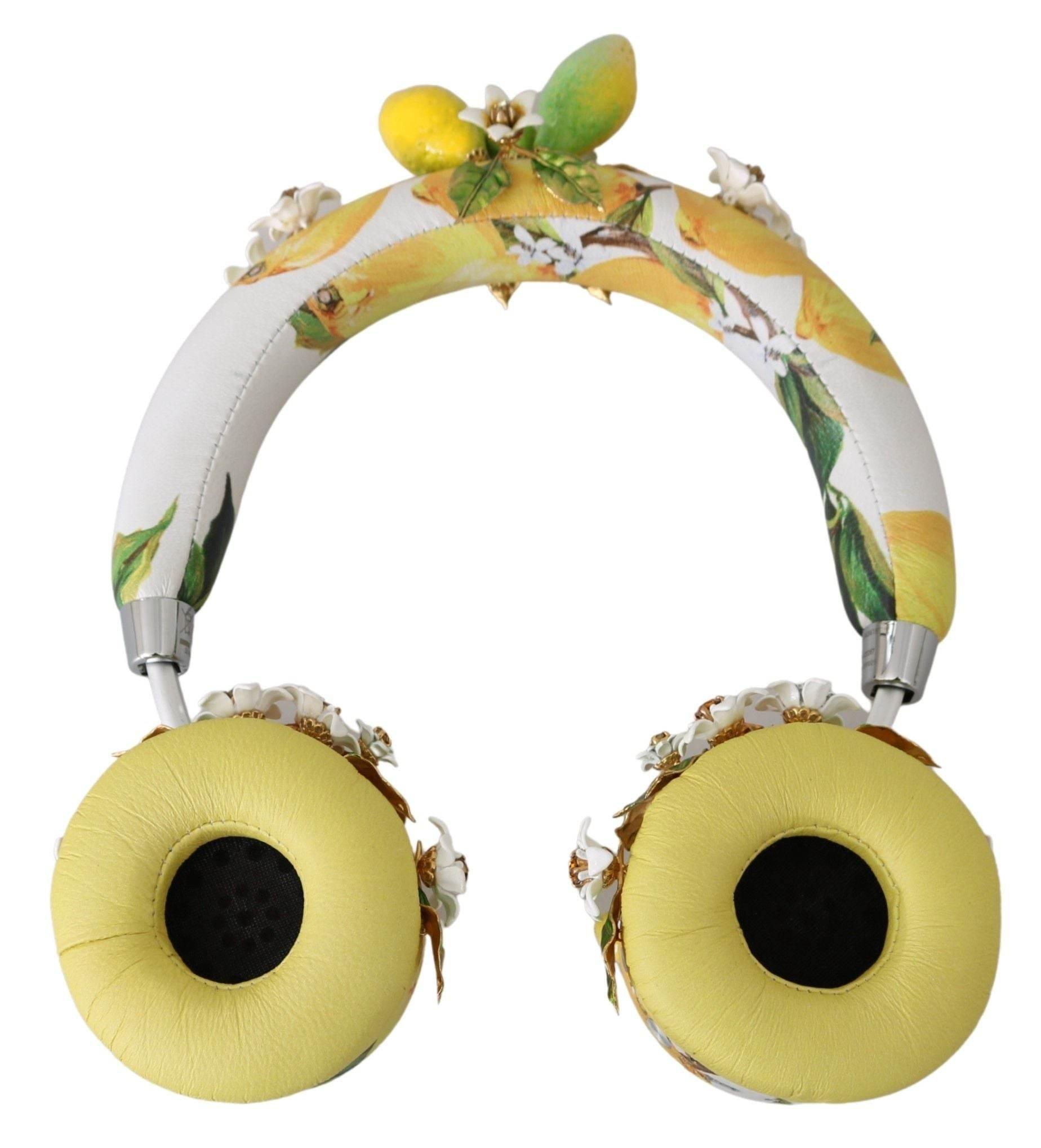 Dolce & Gabbana Glamorous Gold-Embellished Leather Headphones - Hilstor