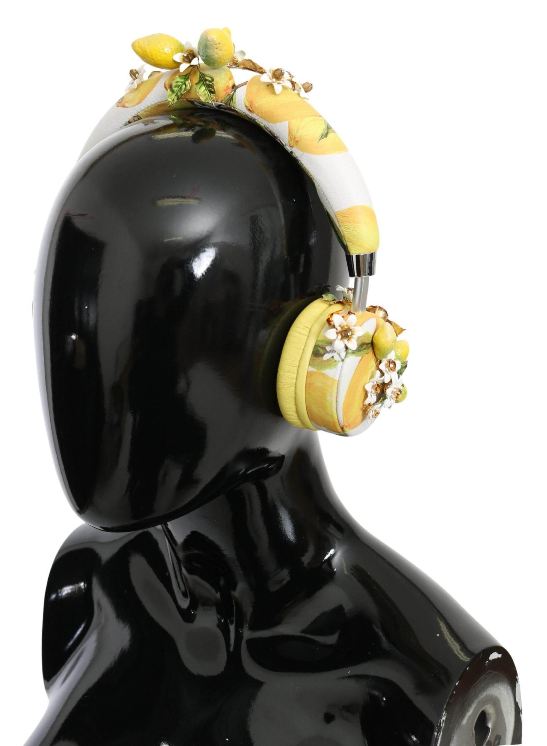 Dolce & Gabbana Glamorous Gold-Embellished Leather Headphones - Hilstor