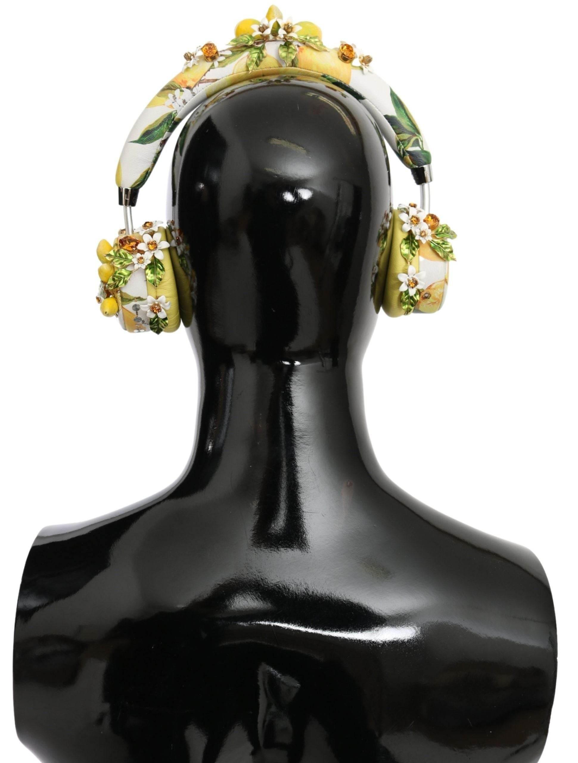 Dolce & Gabbana Glamorous Gold-Embellished Leather Headphones - Hilstor