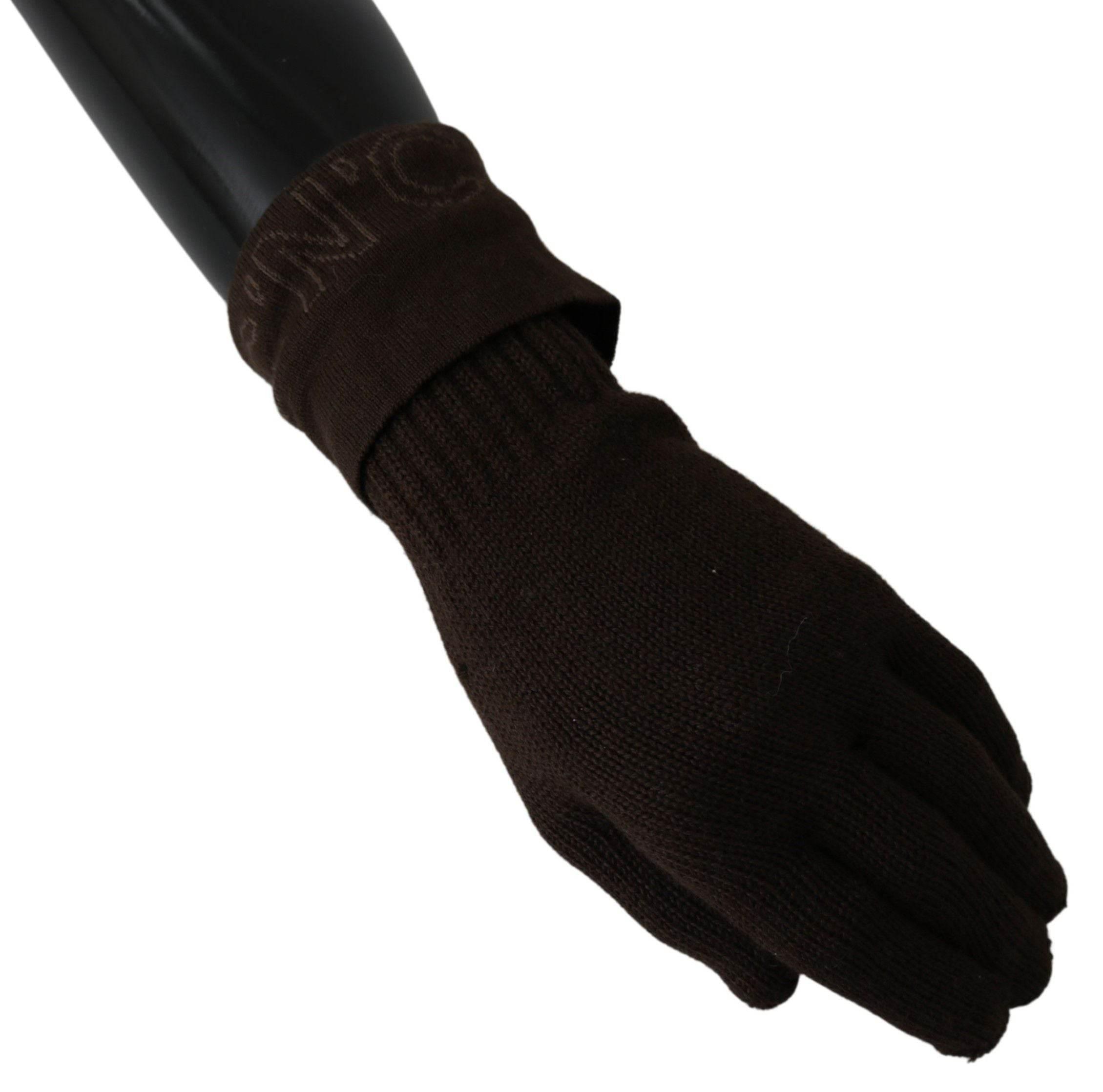 Costume National Elegant Brown Knitted Gloves - Hilstor