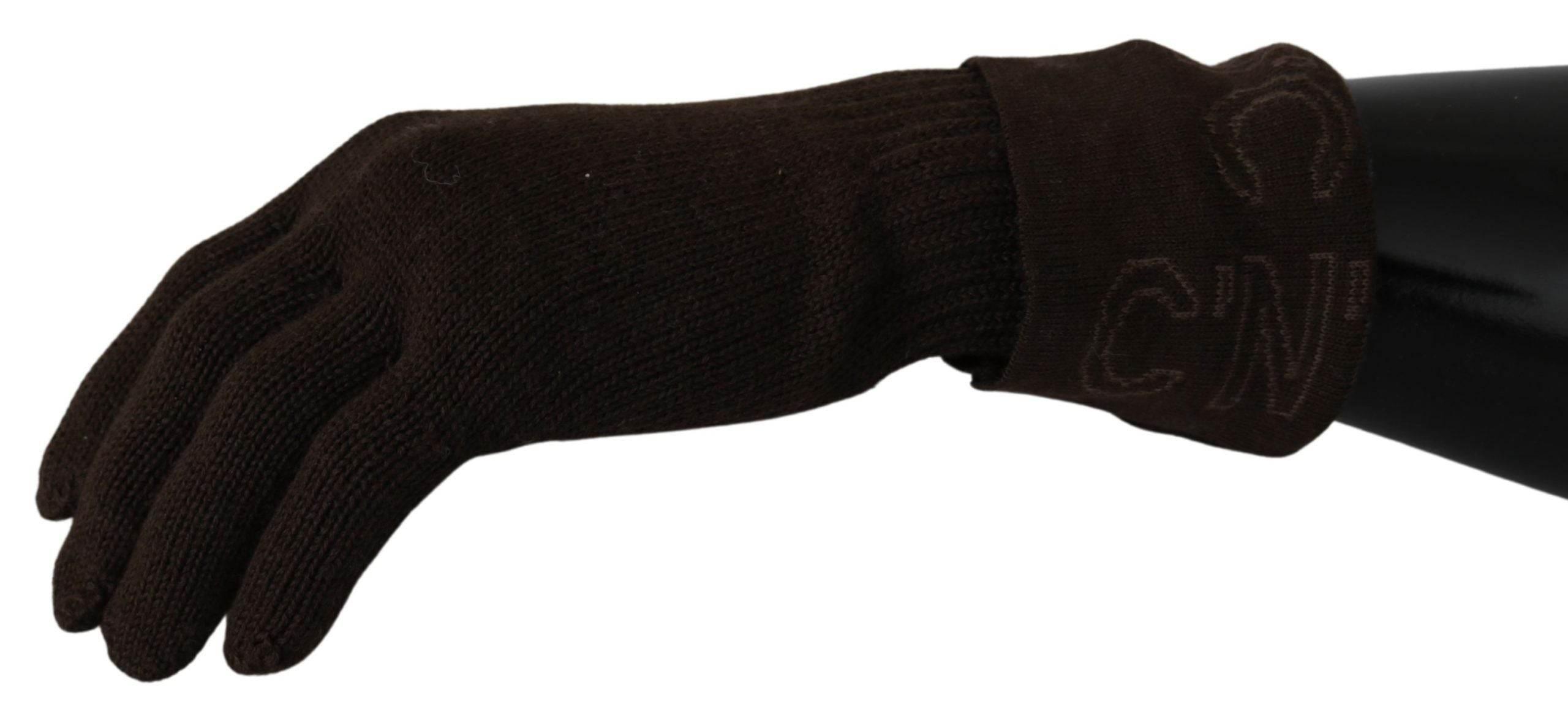 Costume National Elegant Brown Knitted Gloves - Hilstor