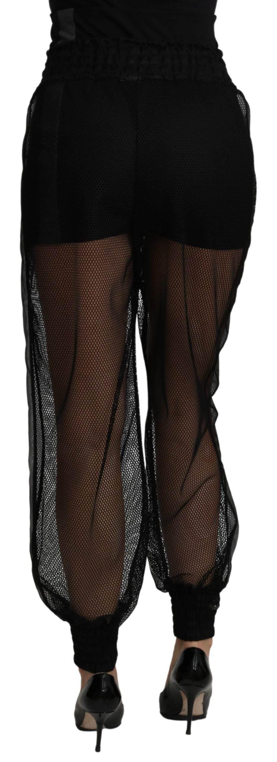 Dolce & Gabbana Black See Through Jogger Polyester Pants - Hilstor
