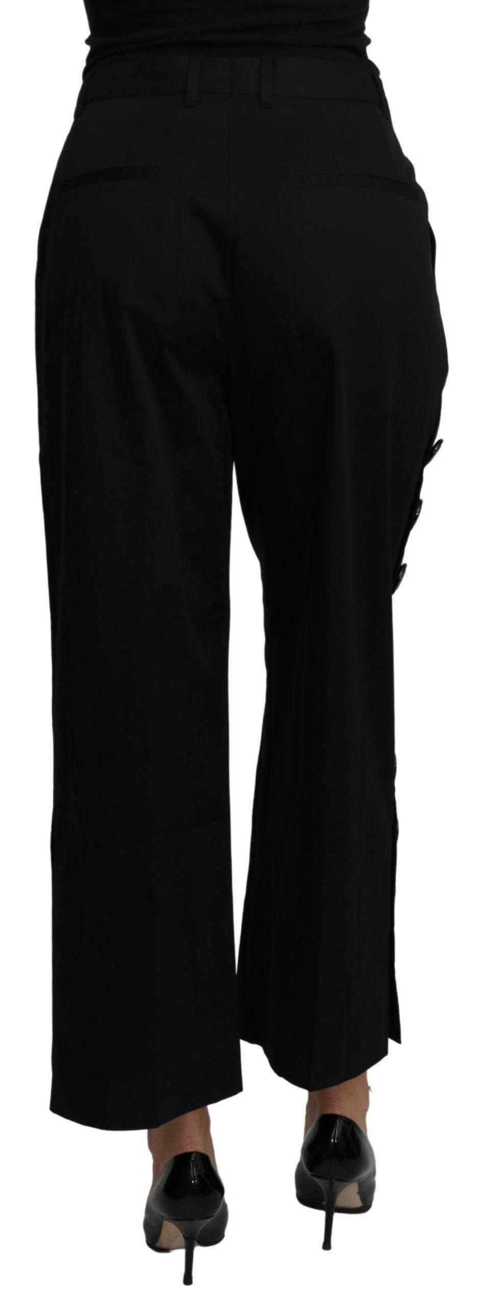 Dolce & Gabbana Black High Waist Cropped Cotton Stretch Pants - Hilstor
