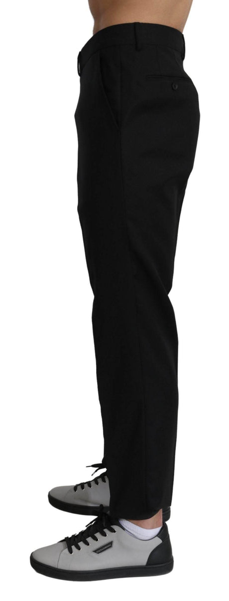 Dolce & Gabbana Black Cotton Wool Formal Dress Pants - Hilstor