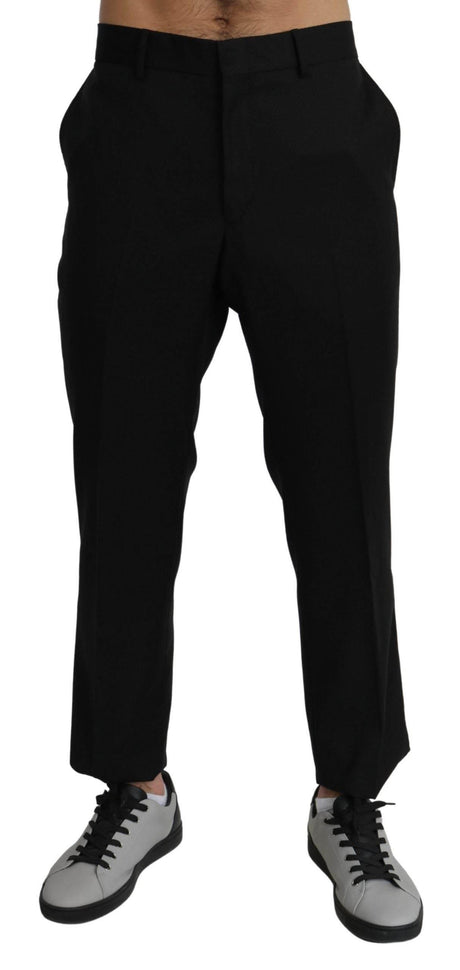 Dolce & Gabbana Black Cotton Wool Formal Dress Pants - Hilstor
