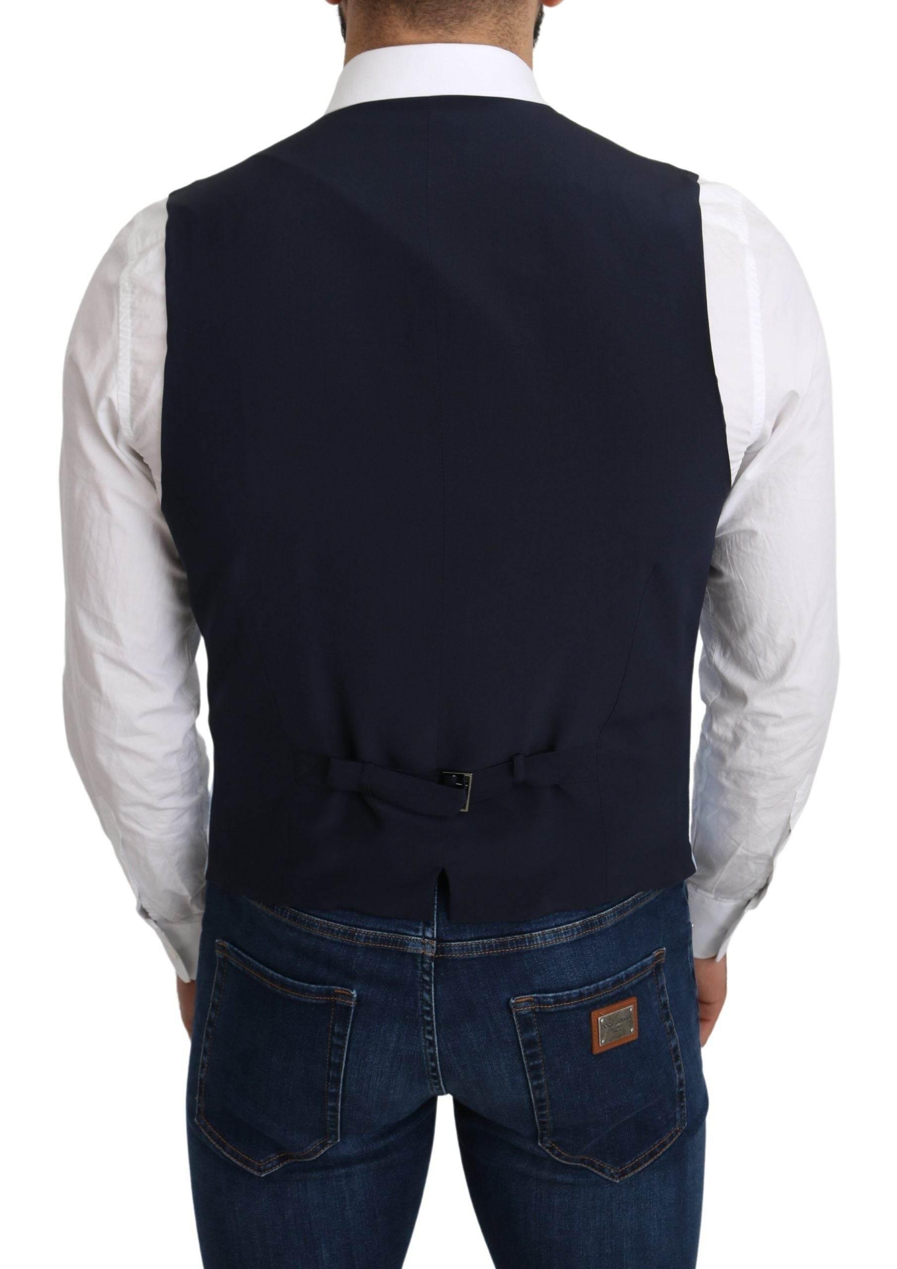 Dolce & Gabbana Blue Viscose Stretch Formal Coat Vest - Hilstor