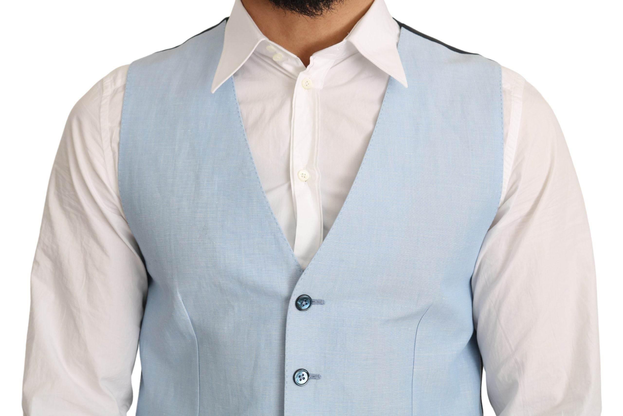 Dolce & Gabbana Blue Viscose Stretch Formal Coat Vest - Hilstor