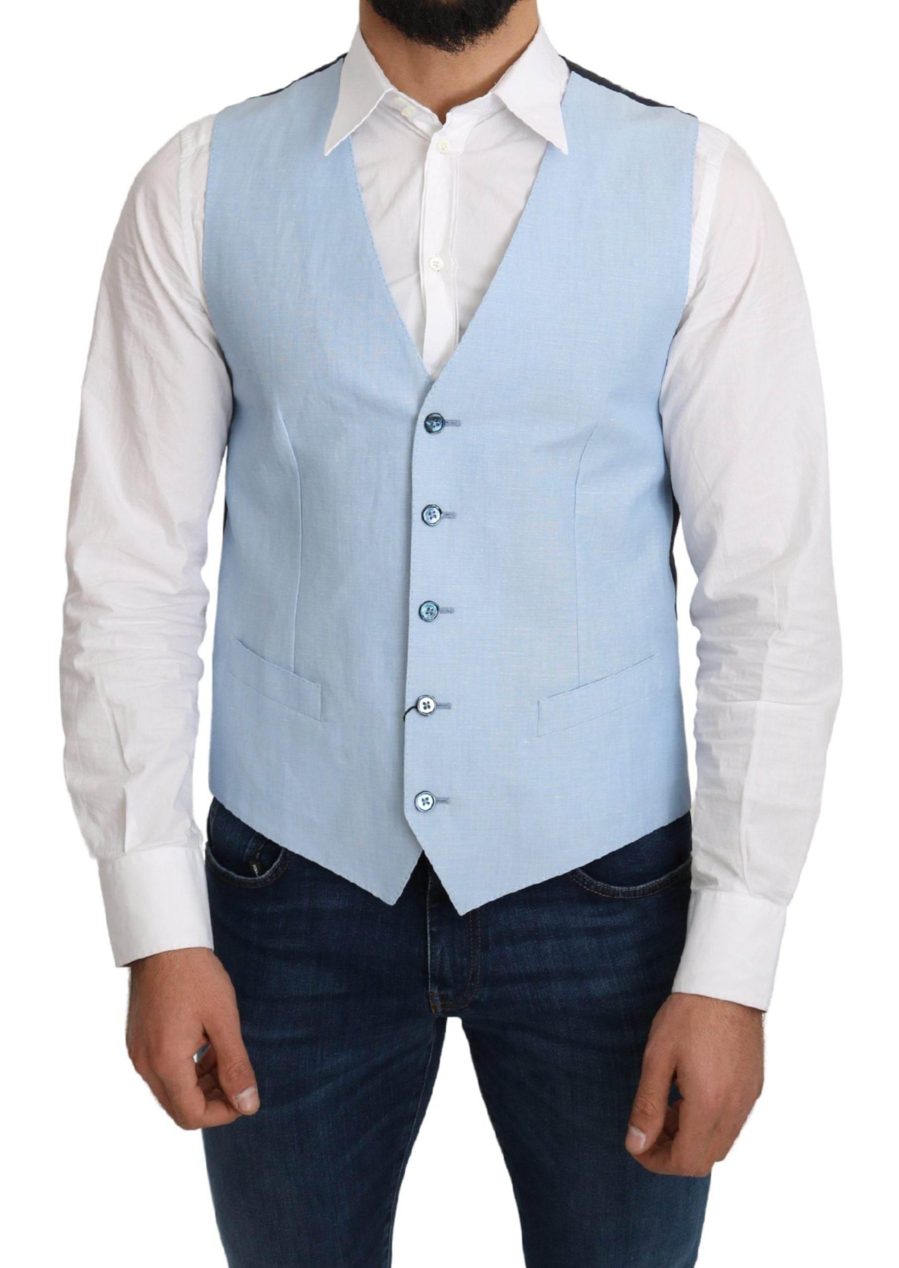Dolce & Gabbana Blue Viscose Stretch Formal Coat Vest - Hilstor
