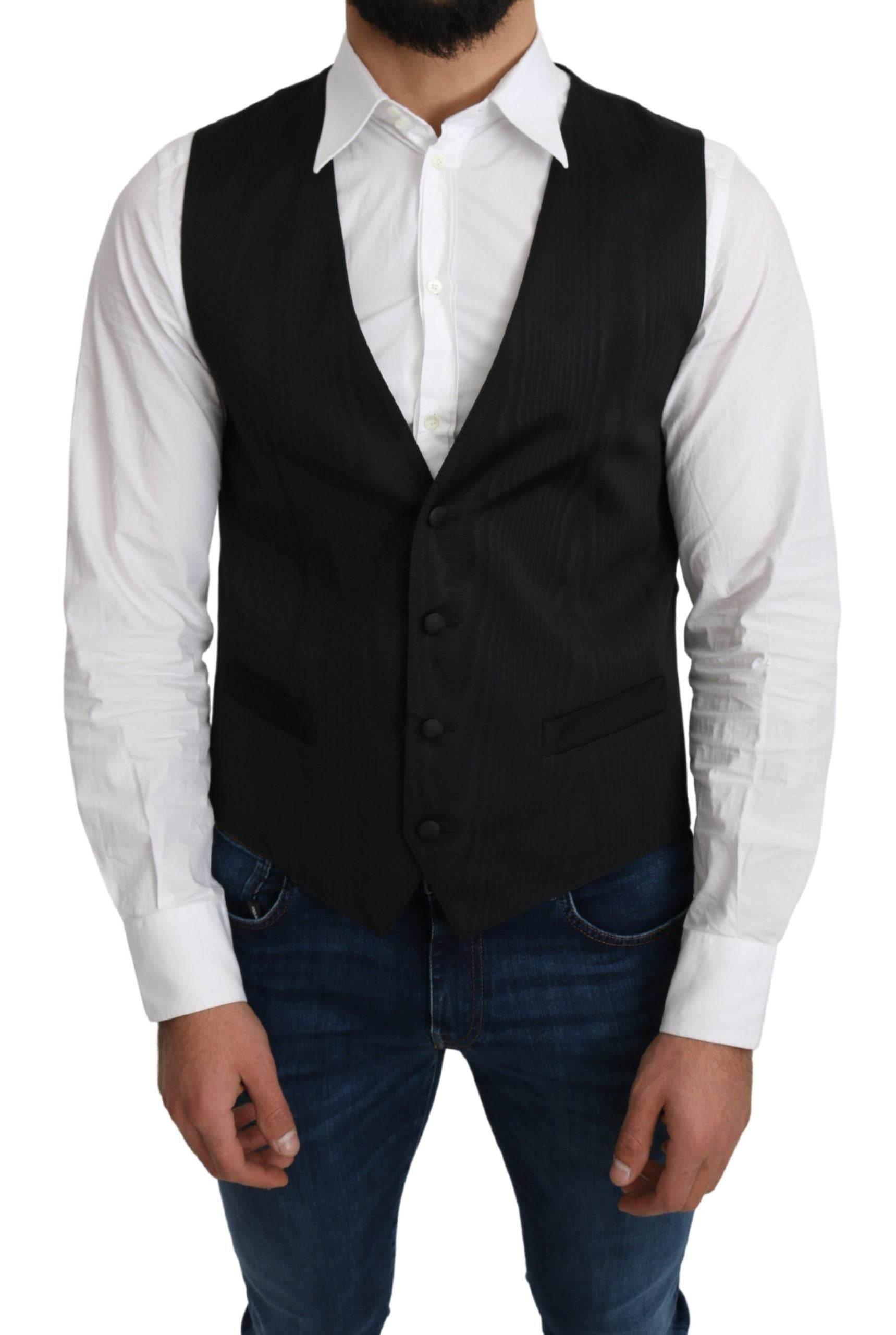 Dolce & Gabbana Gray 100% Silk Formal Coat Vest - Hilstor