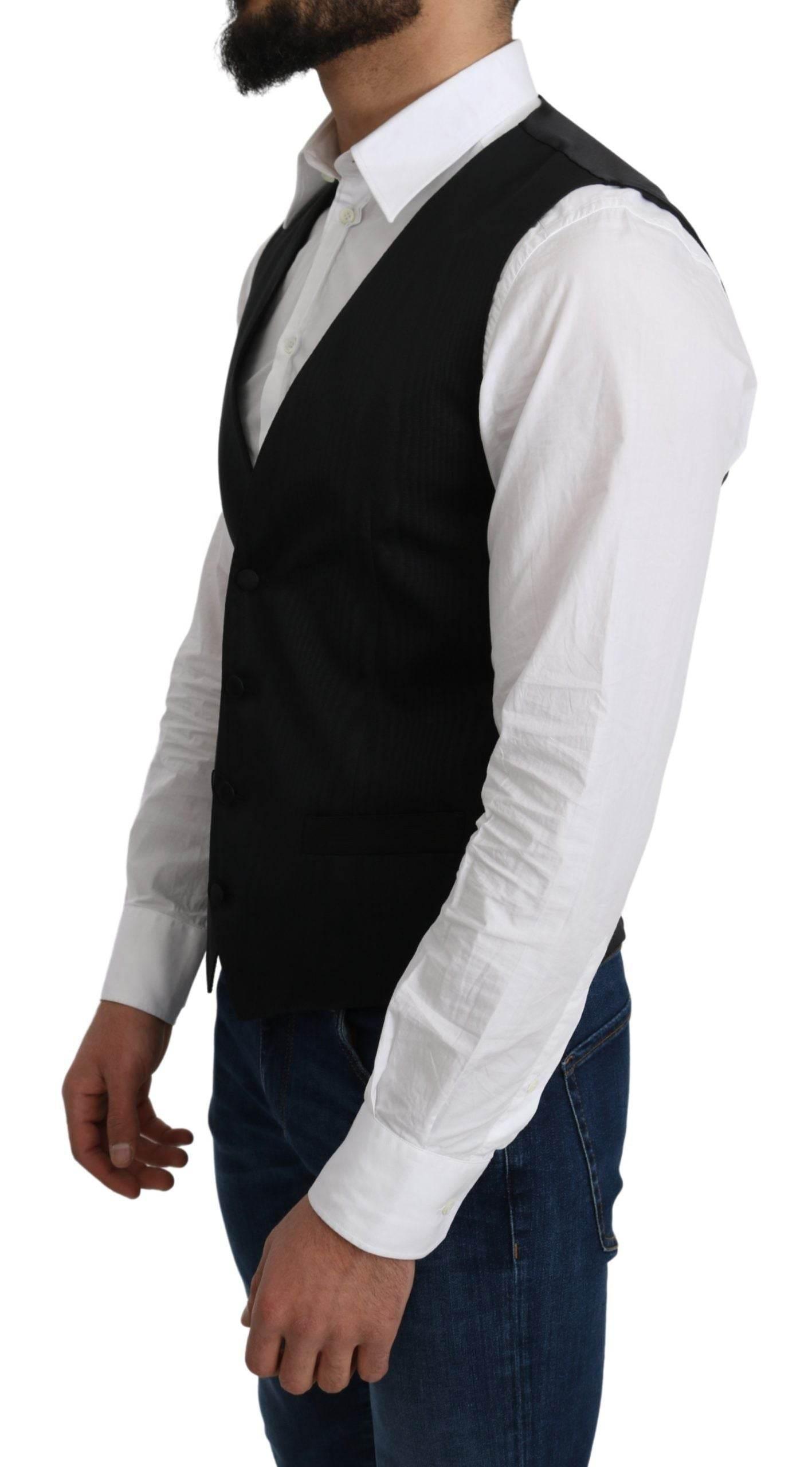 Dolce & Gabbana Gray 100% Silk Formal Coat Vest - Hilstor
