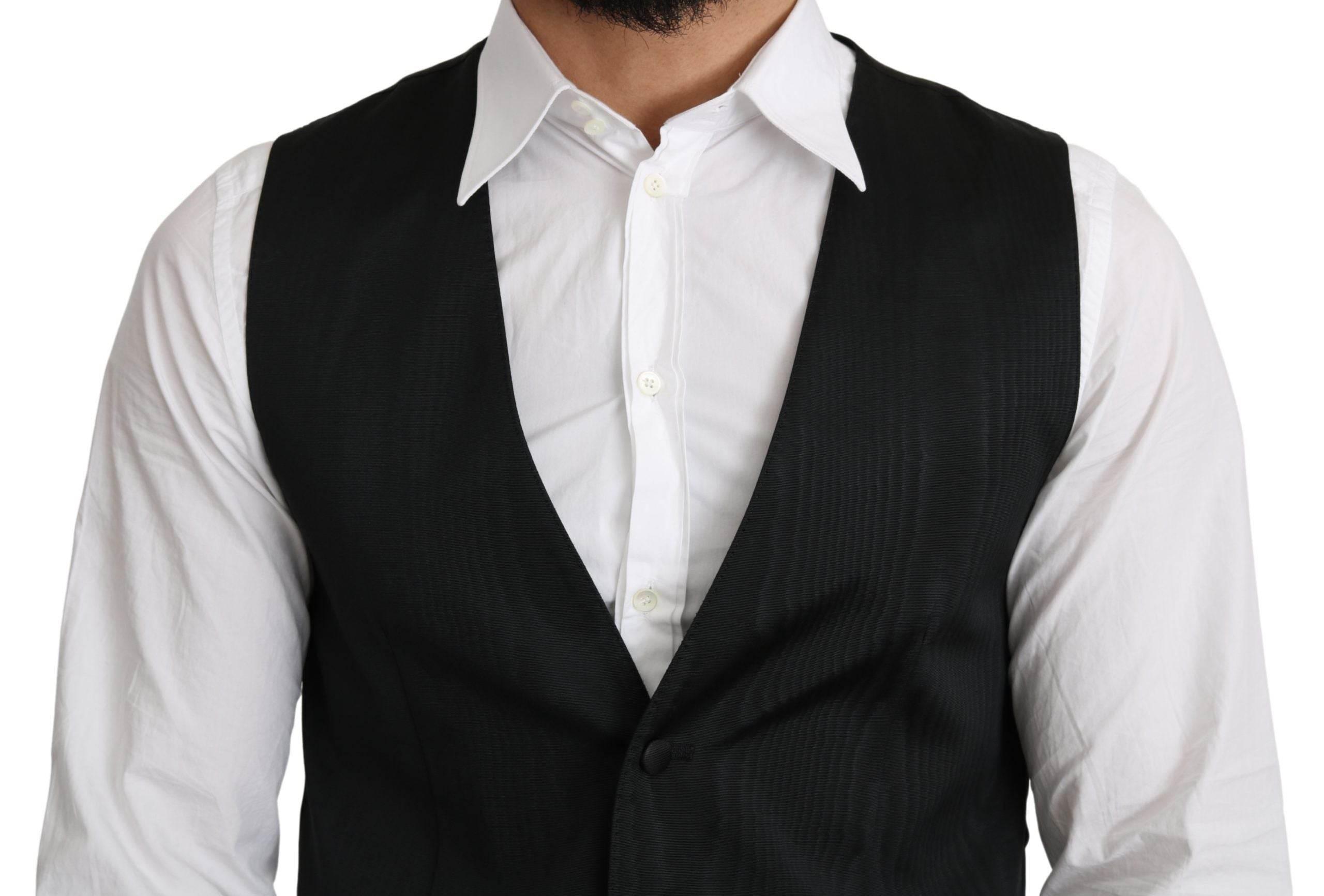 Dolce & Gabbana Gray 100% Silk Formal Coat Vest - Hilstor