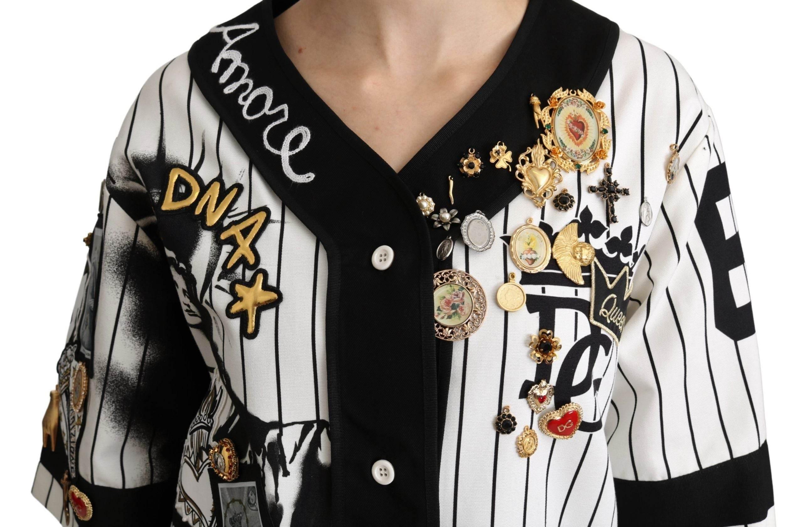 Dolce & Gabbana Elegant Striped V-Neck Charm Blouse - Hilstor