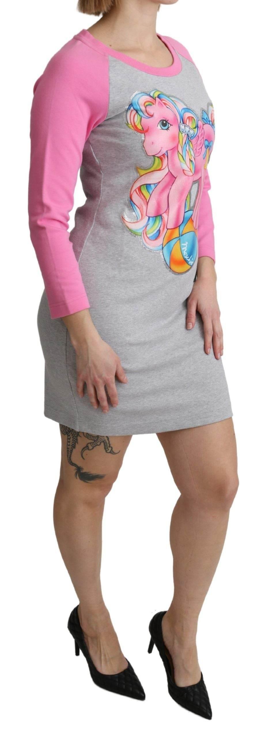 Chic Gray Cotton Blend Moschino Sweater Dress - Hilstor