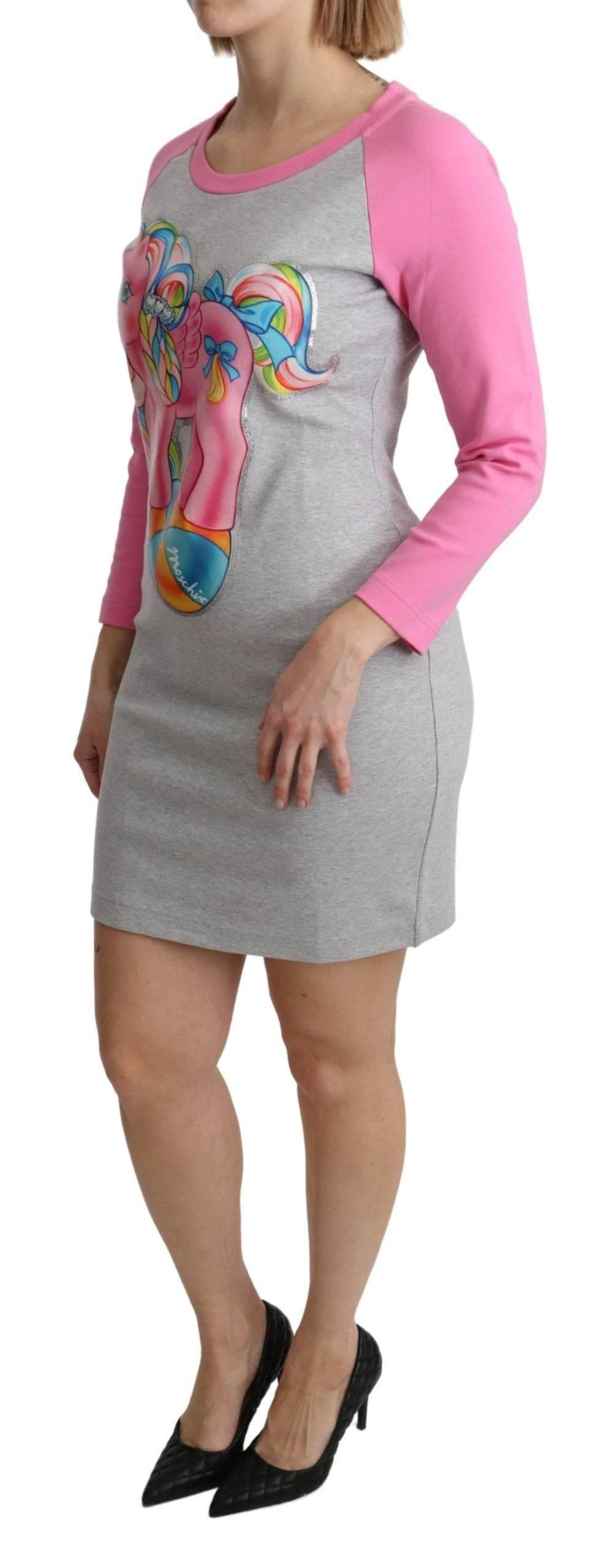 Chic Gray Cotton Blend Moschino Sweater Dress - Hilstor