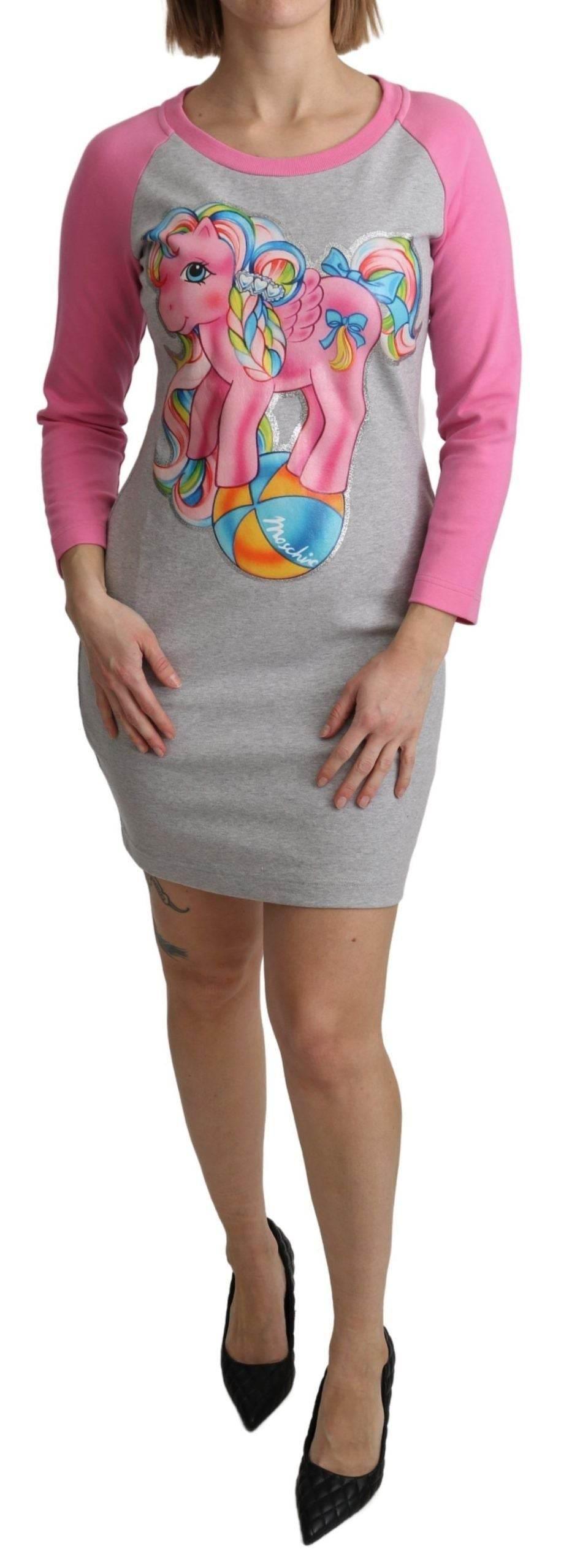 Chic Gray Cotton Blend Moschino Sweater Dress - Hilstor