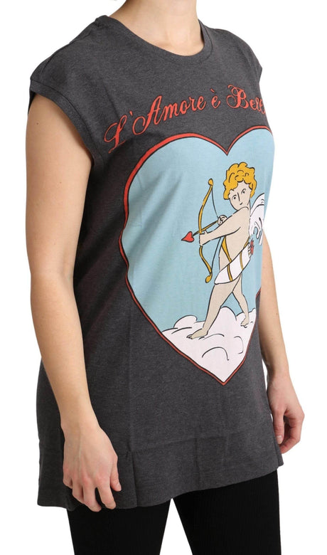 Dolce & Gabbana Gray Cotton L' Amore Top Tank T-shirt - Hilstor