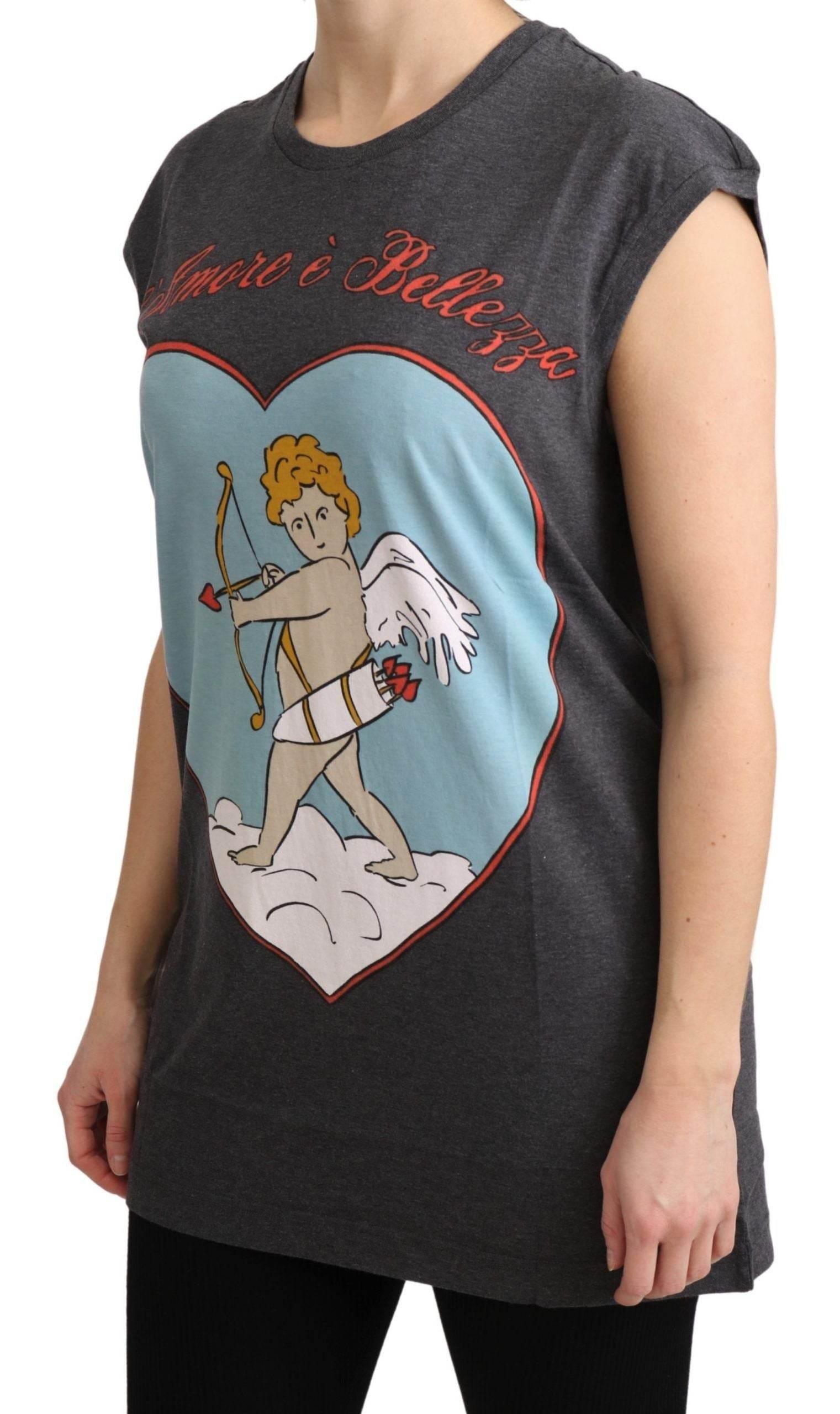 Dolce & Gabbana Gray Cotton L' Amore Top Tank T-shirt - Hilstor