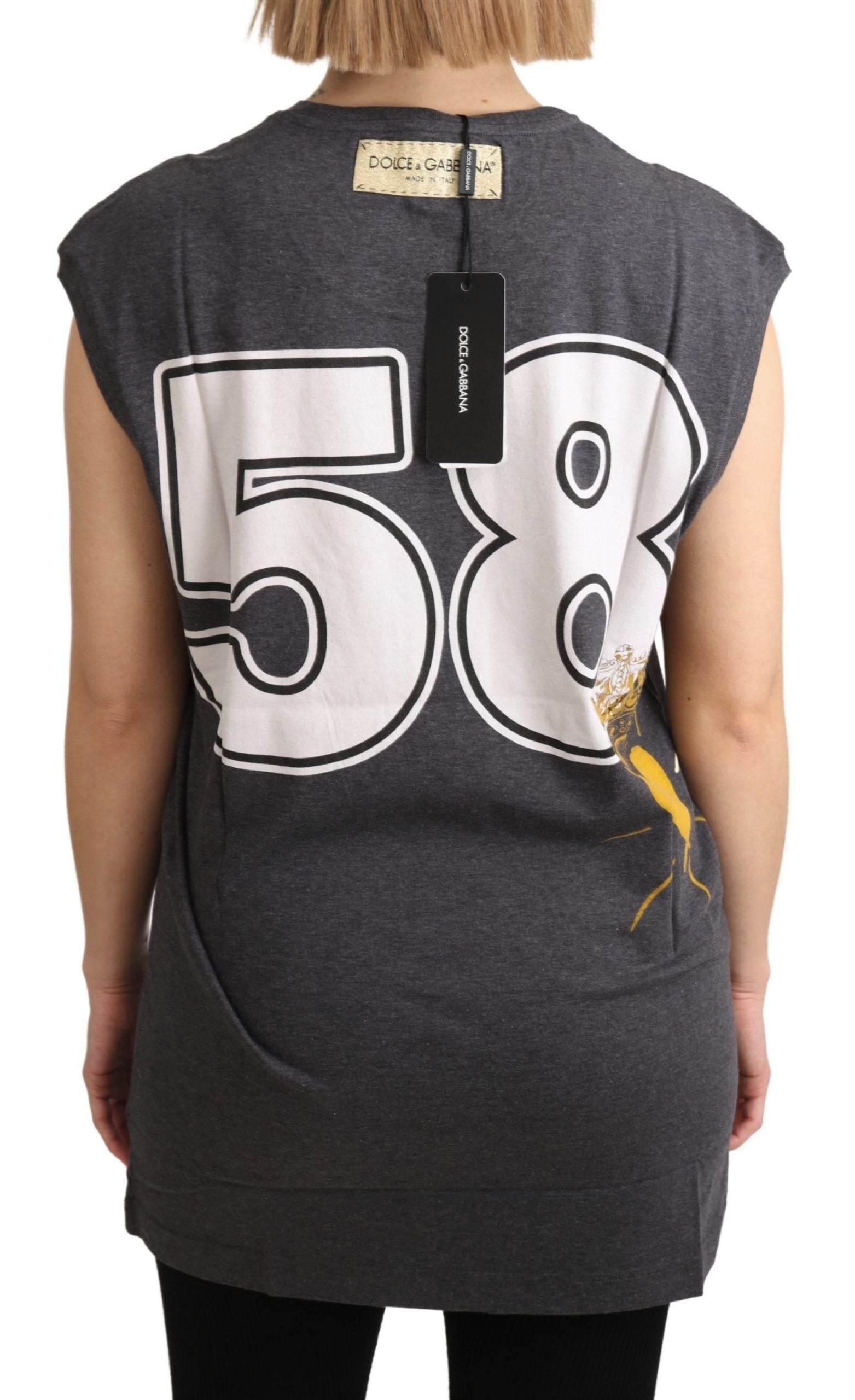 Dolce & Gabbana Gray Cotton L' Amore Top Tank T-shirt - Hilstor