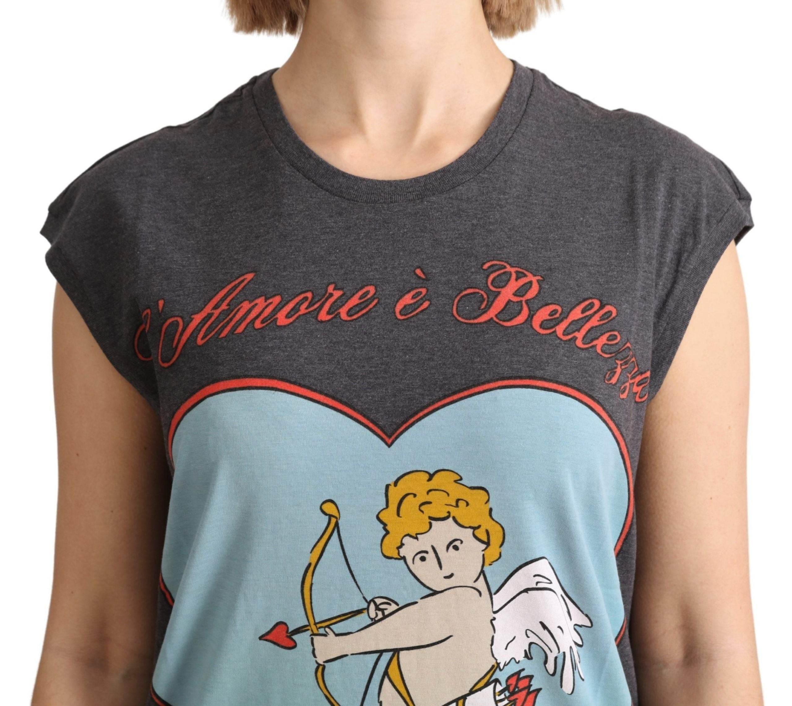 Dolce & Gabbana Gray Cotton L' Amore Top Tank T-shirt - Hilstor