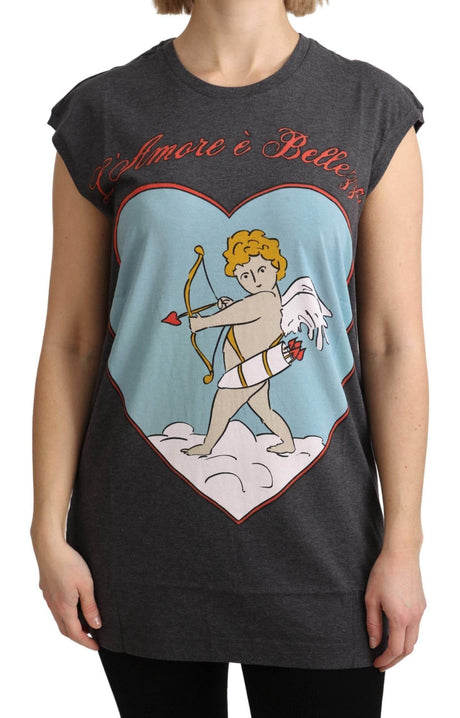 Dolce & Gabbana Gray Cotton L' Amore Top Tank T-shirt - Hilstor