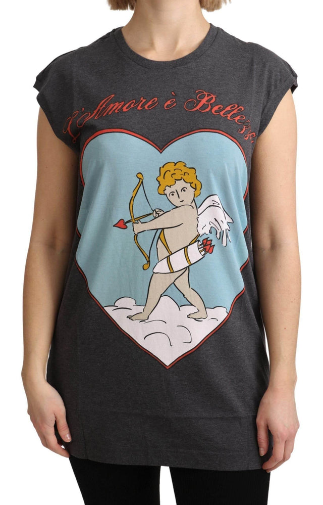 Dolce & Gabbana Gray Cotton L' Amore Top Tank T-shirt - Hilstor