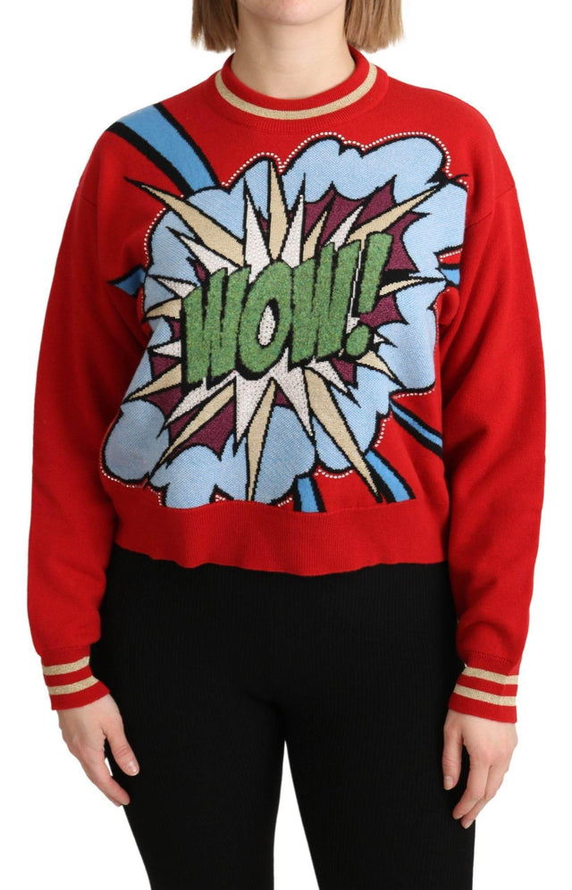 Dolce & Gabbana Radiant Red Cartoon Motive Cashmere Sweater - Hilstor