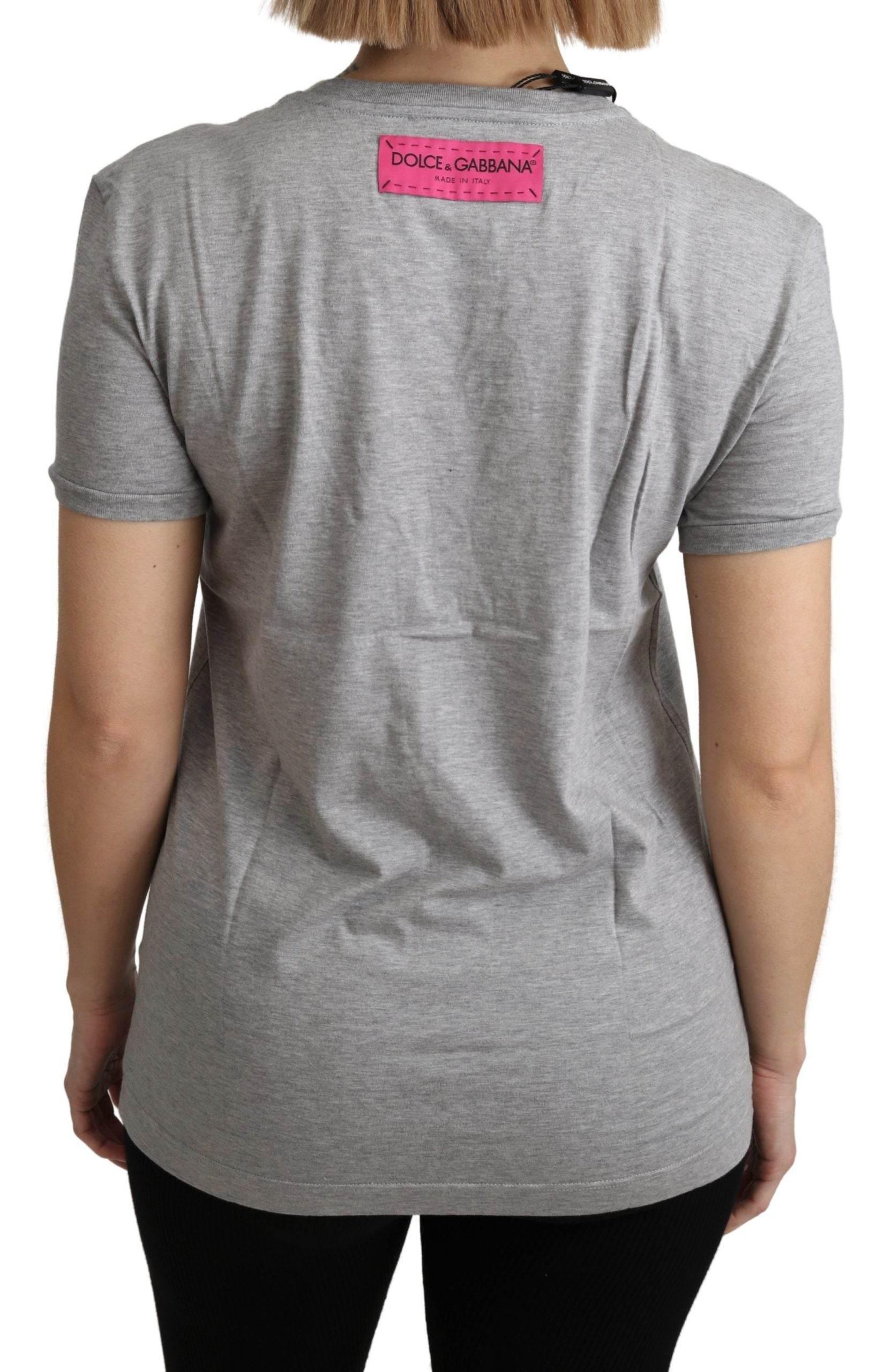 Dolce & Gabbana Gray Cotton Amore e Bellezza Top T-shirt - Hilstor