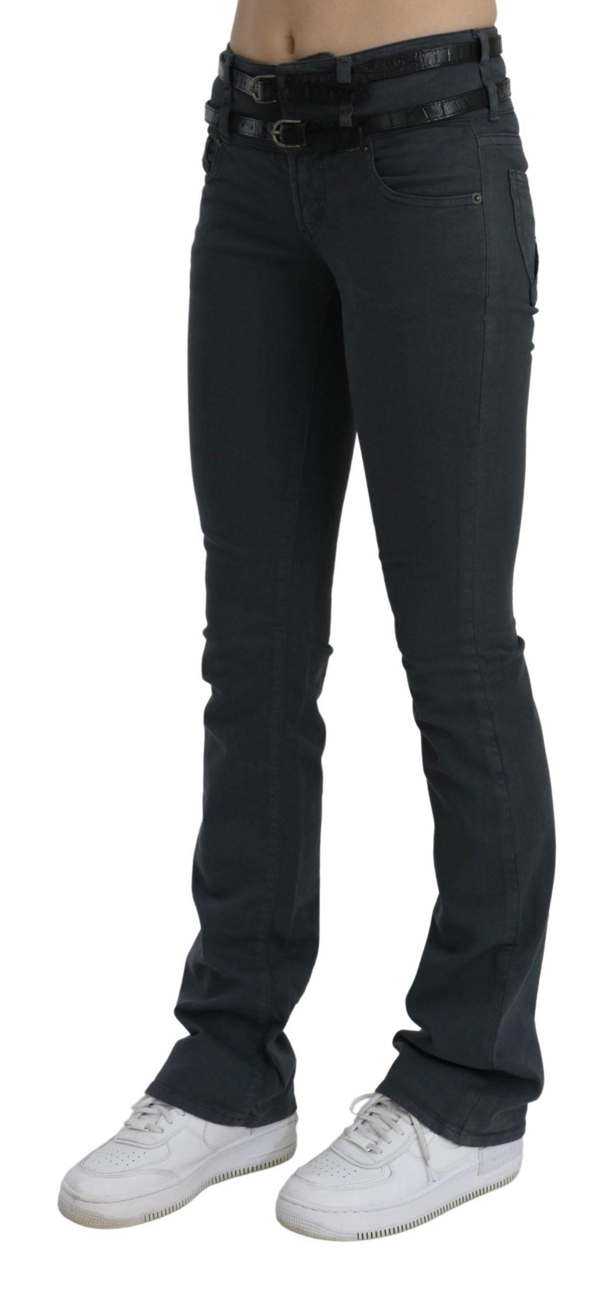 John Galliano Gray Mid Waist Slim Flared Denim Trouser Jeans - Hilstor