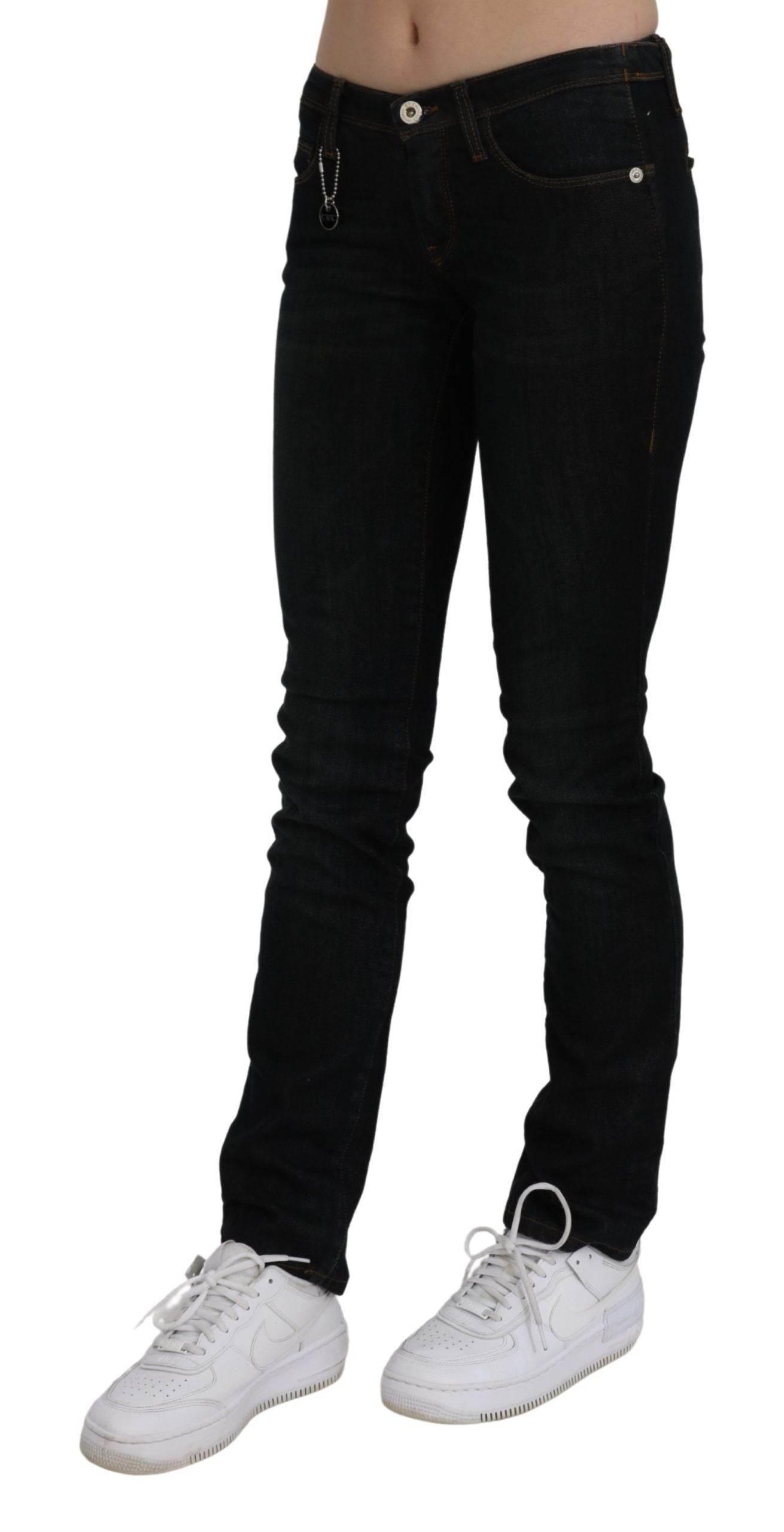 Costume National Black Mid Waist Skinny Denim Cotton Jeans - Hilstor