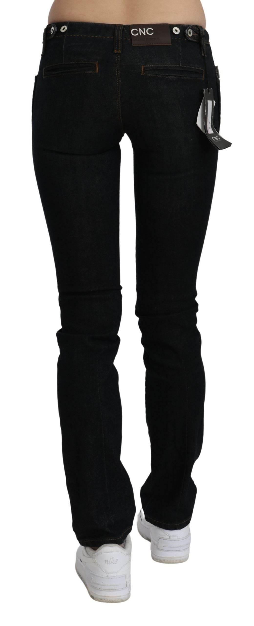 Costume National Black Mid Waist Skinny Denim Cotton Jeans - Hilstor