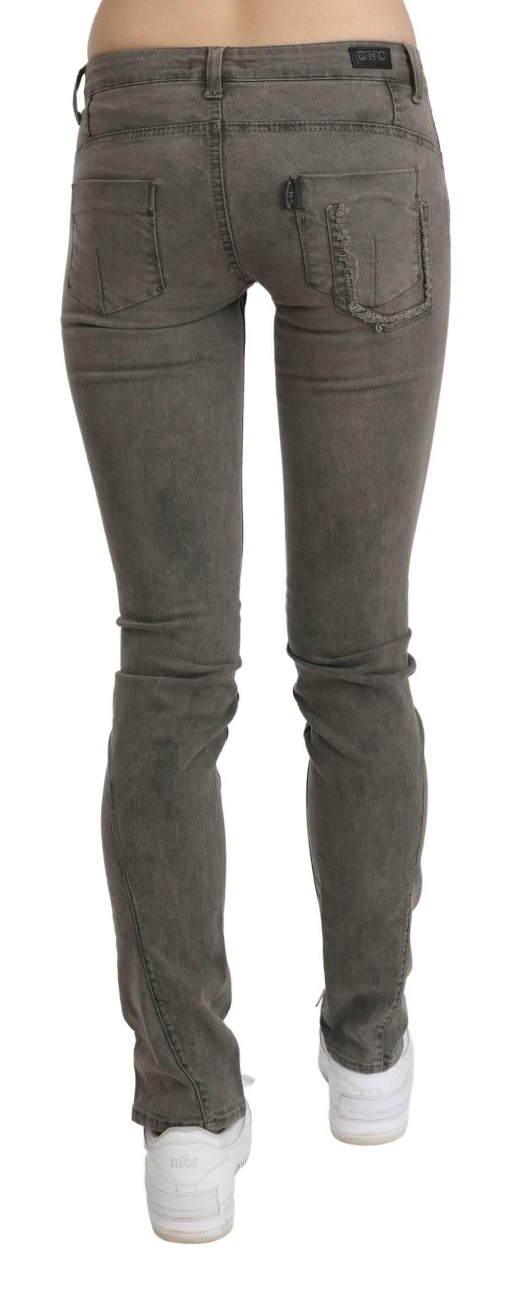 Costume National Gray Low Waist Skinny Denim Cotton Jeans - Hilstor