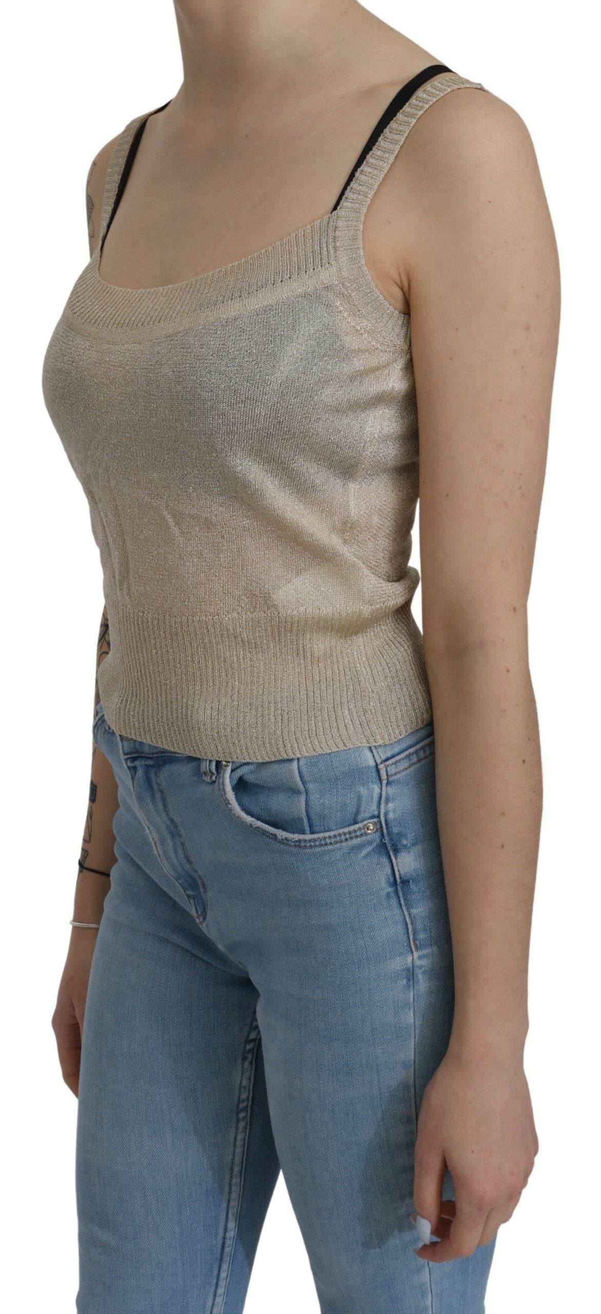BYBLOS Beige Sleeveless Spaghetti Strap Tank See Through Top - Hilstor